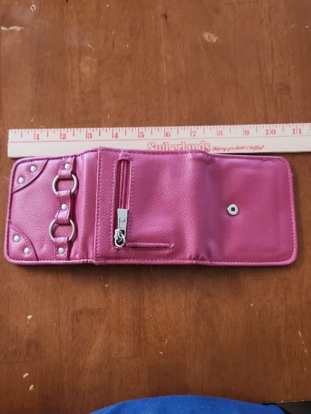 Source Unknown Pink Bifold Wallet with Silver Ring Details